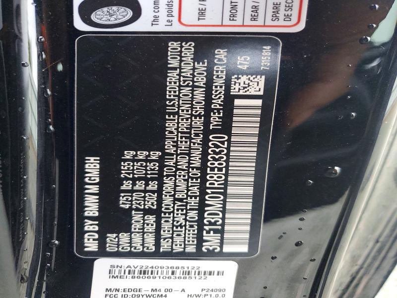 56846316 :رقم المزاد ، 3MF13DM01R8E83320 vin ، 2024 Bmw M2 مزاد بيع