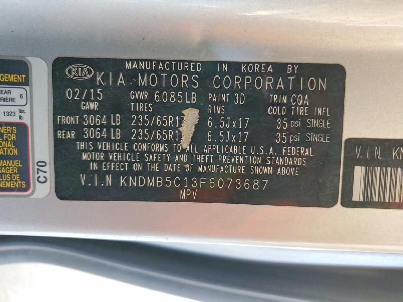 Продажа на аукционе авто 2015 Kia Sedona, vin: KNDMB5C13F6073687, номер лота: 56991246