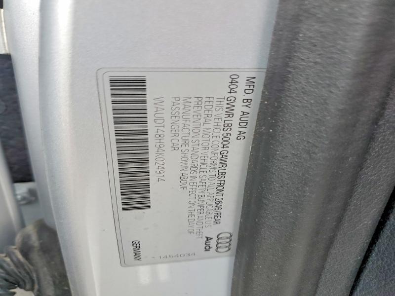 55476476 :رقم المزاد ، WAUDT48H94K024914 vin ، 2004 Audi A4 مزاد بيع