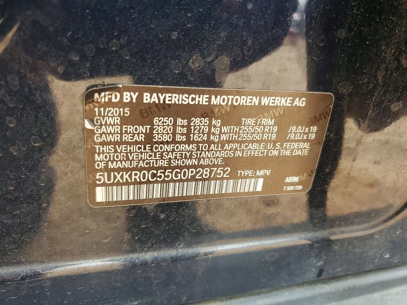 58872656 :رقم المزاد ، 5UXKR0C55G0P28752 vin ، 2016 Bmw X5 مزاد بيع