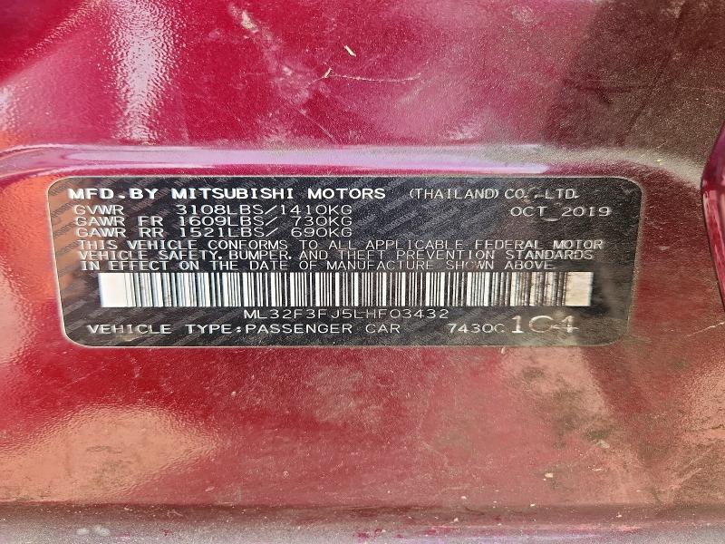 Aukcja sprzedaży 2020 Mitsubishi Mirage, vin: ML32F3FJ5LHF03432, numer aukcji: 56164556