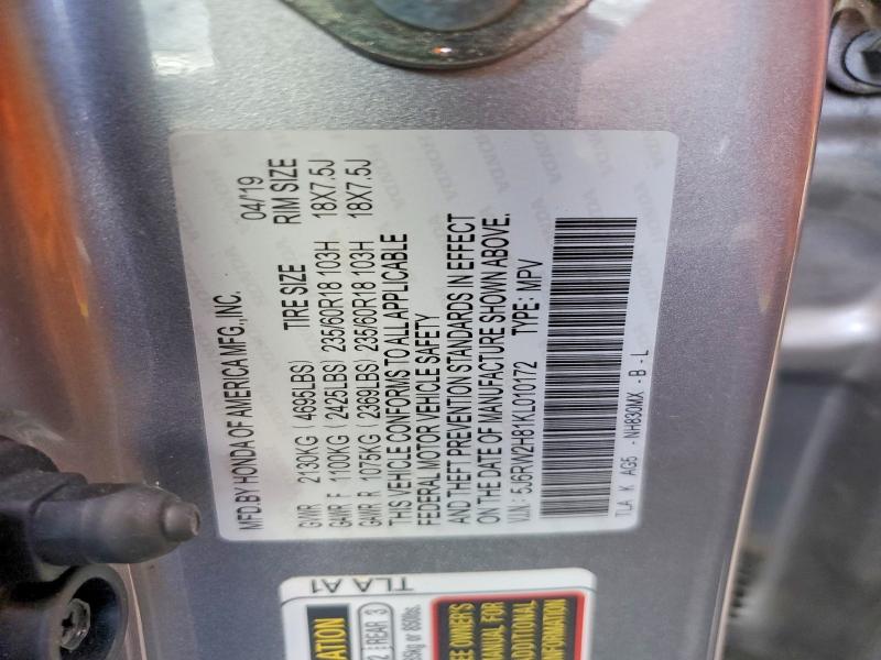 Aukcja sprzedaży 2019 Honda Cr-v, vin: 5J6RW2H81KL010172, numer aukcji: 56636846