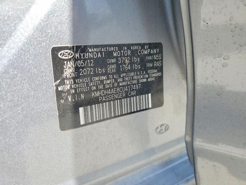 Aukcja sprzedaży 2012 Hyundai Elantra, vin: KMHDH4AE8CU417497, numer aukcji: 59217236
