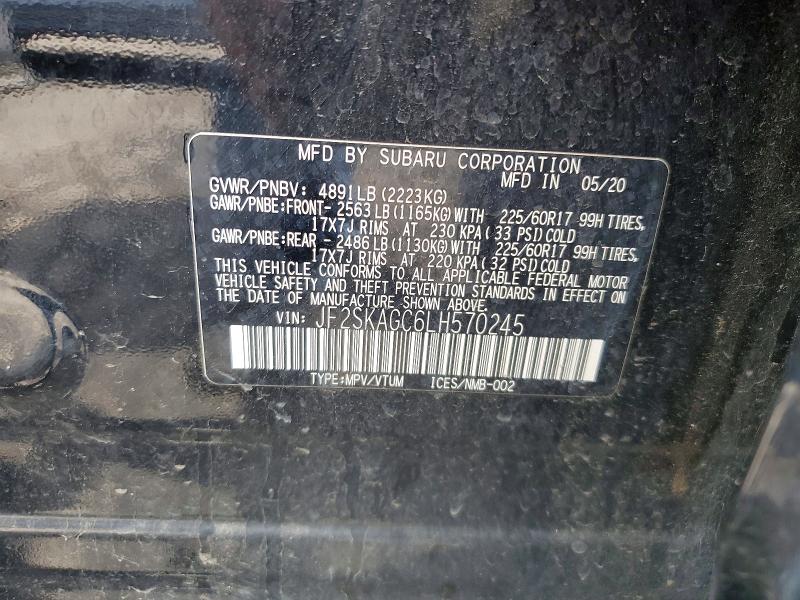 58593836 :رقم المزاد ، JF2SKAGC6LH570245 vin ، 2020 Subaru Forester مزاد بيع