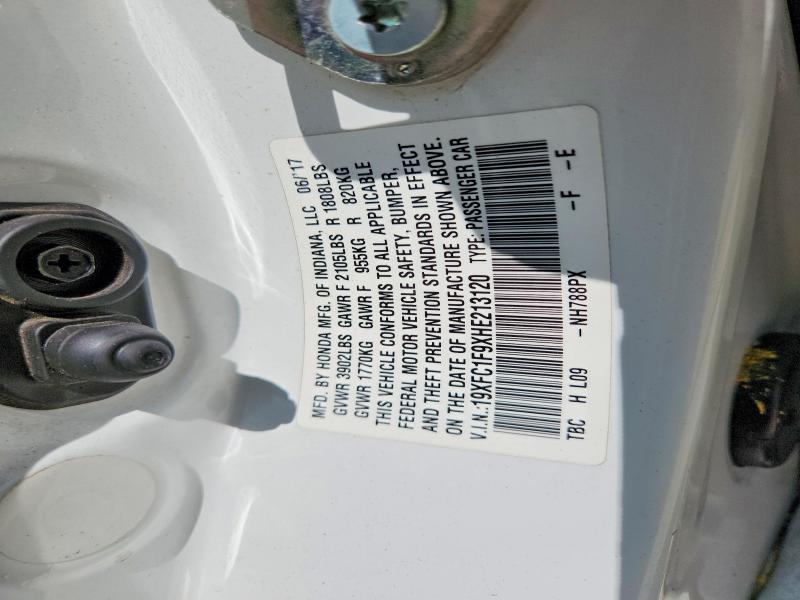 Продажа на аукционе авто 2017 Honda Civic, vin: 19XFC1F9XHE213120, номер лота: 58591526