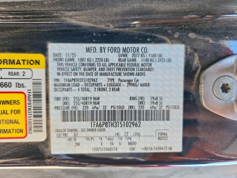 56538846 :رقم المزاد ، 1FA6P8TH3T5102962 vin ، 2026 Ford Mustang مزاد بيع