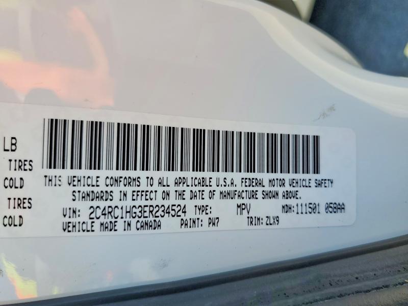 2014 Chrysler Town & Country მანქანა იყიდება აუქციონზე, vin: 2C4RC1HG3ER234524, აუქციონის ნომერი: 58625826