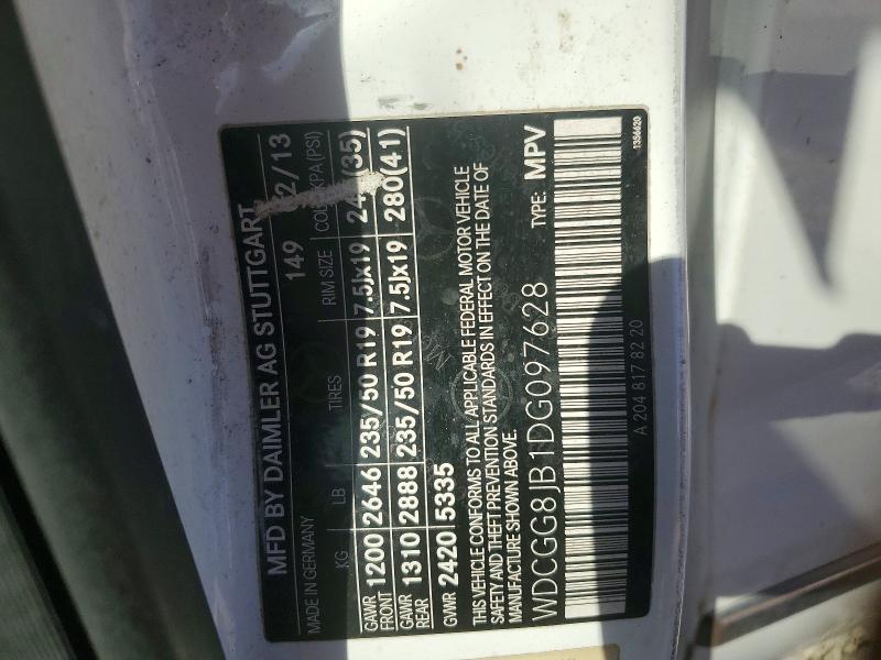 56253746 :رقم المزاد ، WDCGG8JB1DG097628 vin ، 2013 Mercedes-benz Glk مزاد بيع