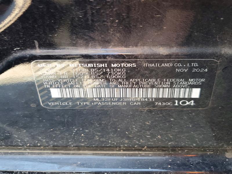 Продаж на аукціоні авто 2024 Mitsubishi Mirage, vin: ML32FUFJ3RHF18431, номер лоту: 56721516