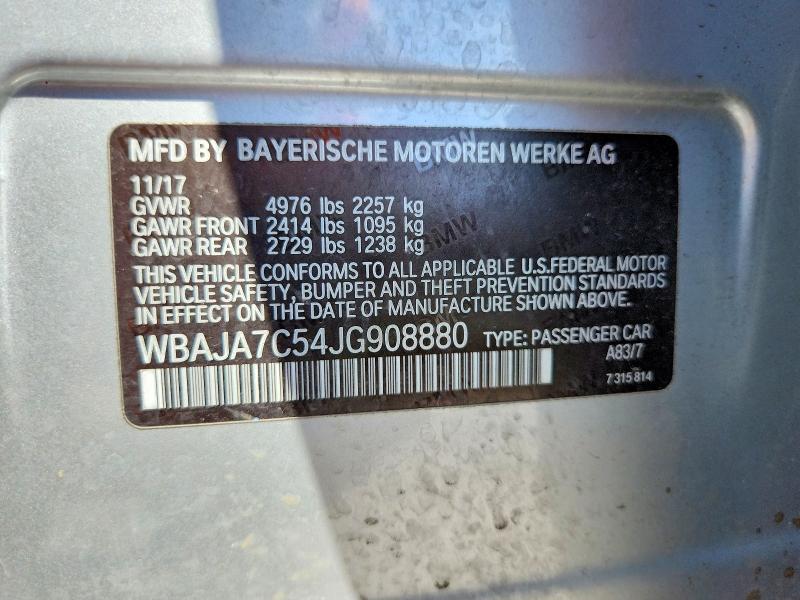 Aukcja sprzedaży 2018 Bmw 530, vin: WBAJA7C54JG908880, numer aukcji: 55697786