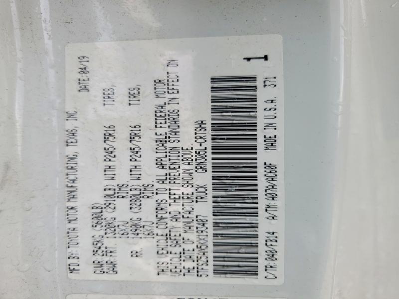 Aukcja sprzedaży 2019 Toyota Tacoma, vin: 5TFSZ5AN5KX193407, numer aukcji: 55563966