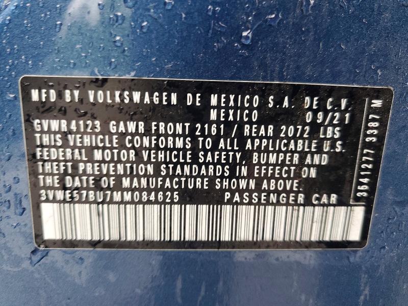 Aukcja sprzedaży 2021 Volkswagen Jetta, vin: 3VWE57BU7MM084625, numer aukcji: 56633406