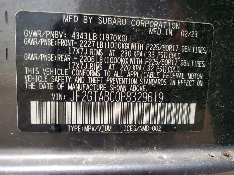 2023 Subaru Crosstrek მანქანა იყიდება აუქციონზე, vin: JF2GTABC0P8329619, აუქციონის ნომერი: 56683266