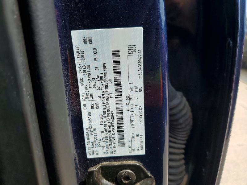 Продажа на аукционе авто 2018 Ford F150, vin: 1FTEW1CP9JFD42841, номер лота: 58357866