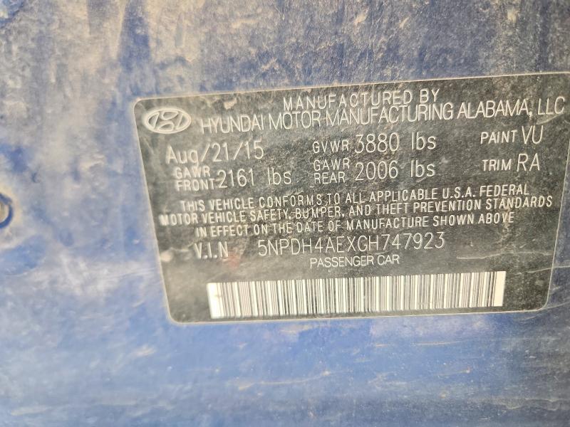 Продажа на аукционе авто 2016 Hyundai Elantra, vin: 5NPDH4AEXGH747923, номер лота: 55931676