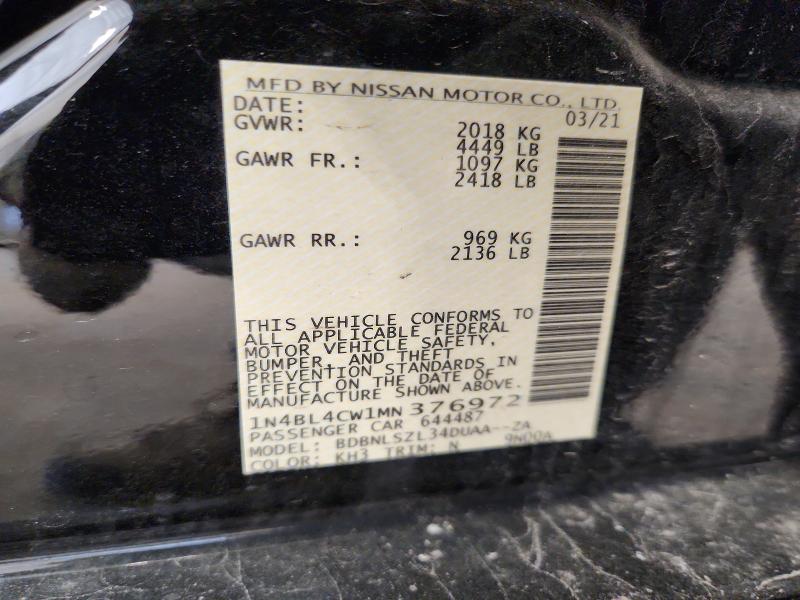 55646366 :رقم المزاد ، 1N4BL4CW1MN376972 vin ، 2021 Nissan Altima مزاد بيع