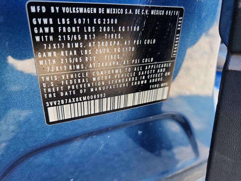 Продажа на аукционе авто 2019 Volkswagen Tiguan, vin: 3VV2B7AX8KM006993, номер лота: 54349776