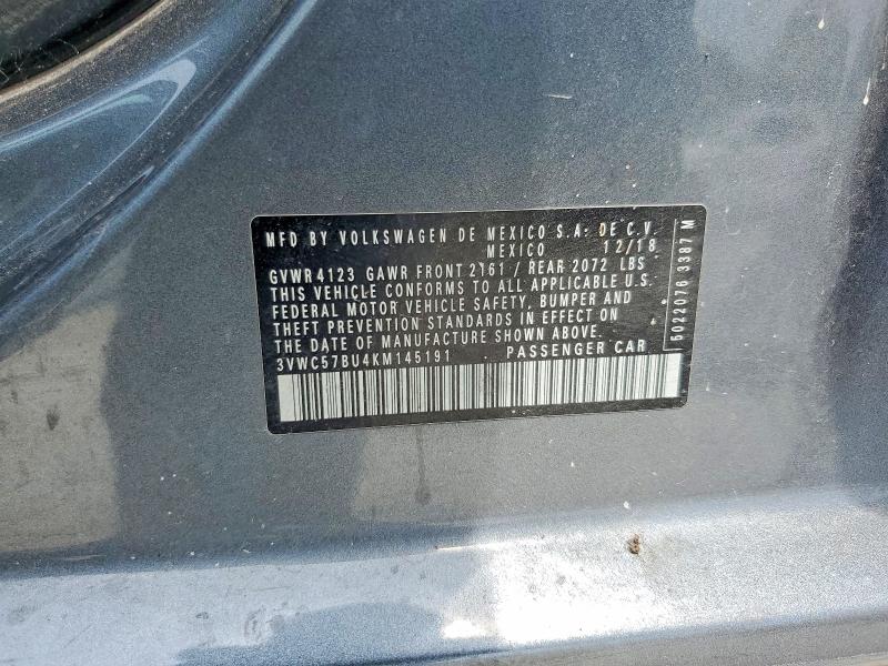 Продаж на аукціоні авто 2019 Volkswagen Jetta, vin: 3VWC57BU4KM145191, номер лоту: 55365206