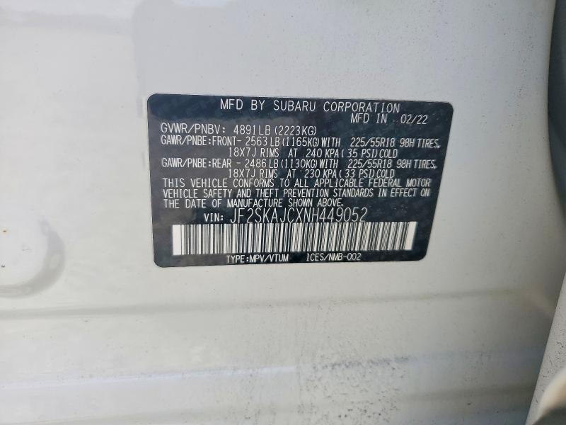 Продажа на аукционе авто 2022 Subaru Forester, vin: JF2SKAJCXNH449052, номер лота: 56933446