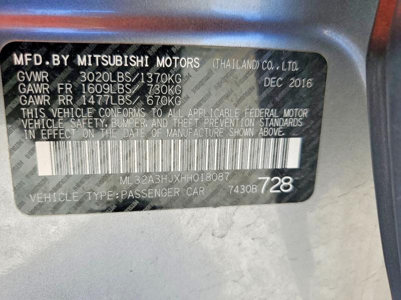 Продаж на аукціоні авто 2017 Mitsubishi Mirage, vin: ML32A3HJXHH018087, номер лоту: 56720716