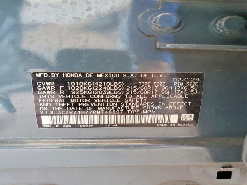 Продажа на аукционе авто 2024 Honda Hr-v, vin: 3CZRZ1H77RM748897, номер лота: 56529566