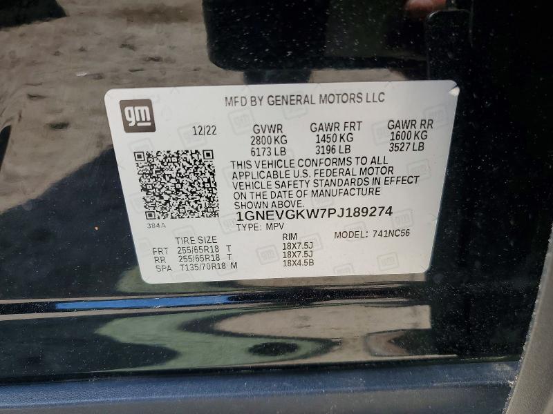 2023 Chevrolet Traverse მანქანა იყიდება აუქციონზე, vin: 1GNEVGKW7PJ189274, აუქციონის ნომერი: 55204636