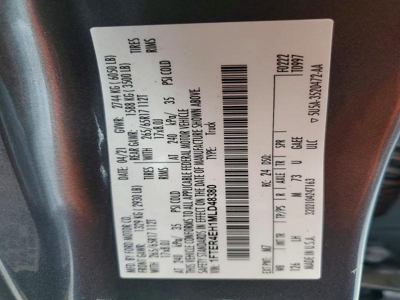 Продаж на аукціоні авто 2021 Ford Ranger, vin: 1FTER4EH1MLD48380, номер лоту: 55593206