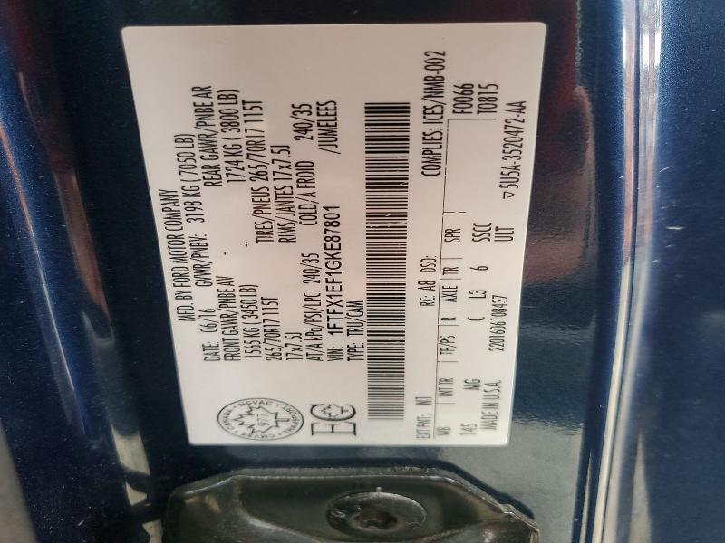 Aukcja sprzedaży 2016 Ford F150, vin: 1FTFX1EF1GKE87801, numer aukcji: 55953986