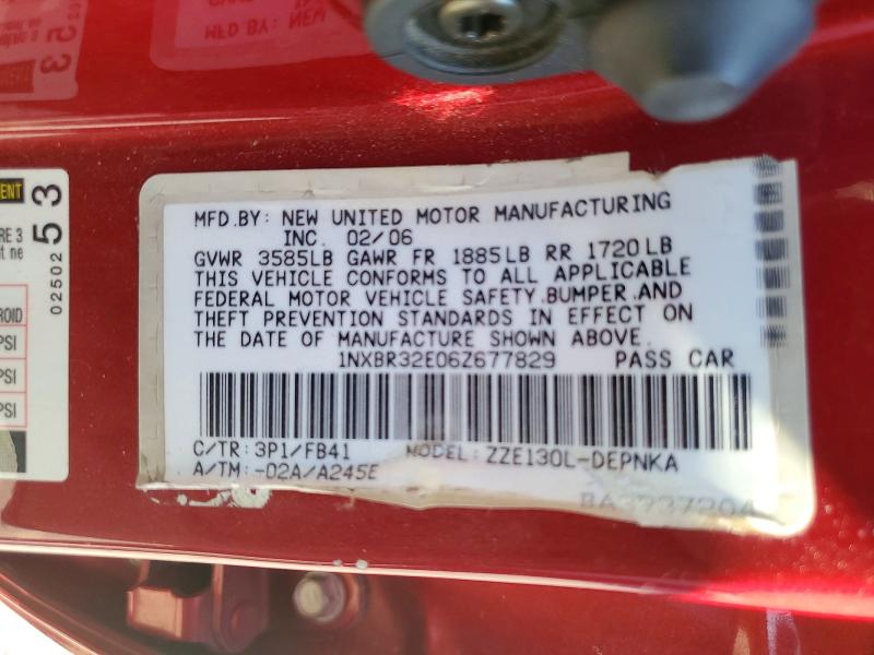 57186786 :رقم المزاد ، 1NXBR32E06Z677829 vin ، 2006 Toyota Corolla مزاد بيع