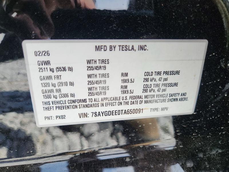 55124266 :رقم المزاد ، 7SAYGDEE0TA650091 vin ، 2026 Tesla Model Y مزاد بيع