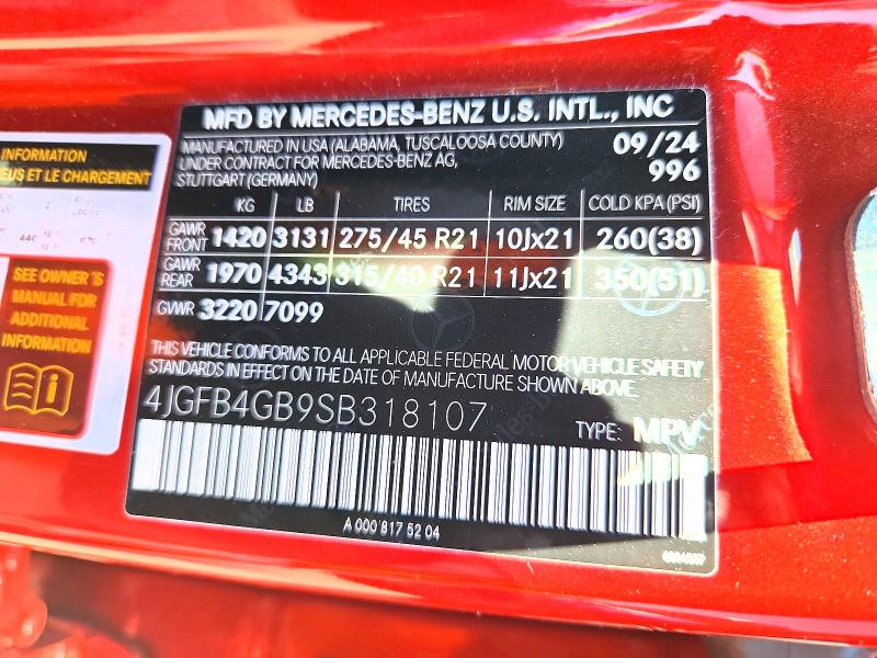 2025 Mercedes-benz Gle მანქანა იყიდება აუქციონზე, vin: 4JGFB4GB9SB318107, აუქციონის ნომერი: 57559886