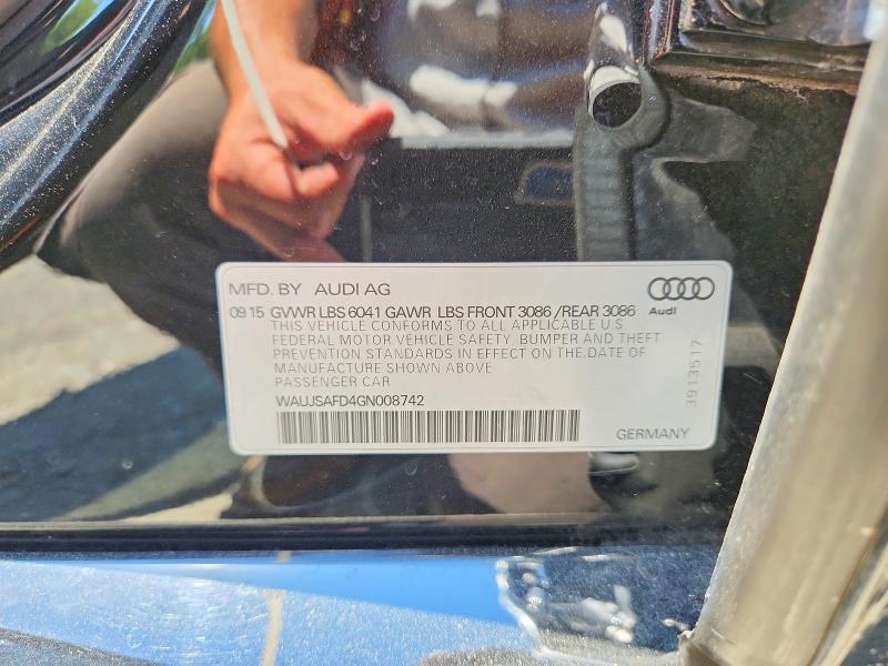 57203146 :رقم المزاد ، WAUJSAFD4GN008742 vin ، 2016 Audi S8 مزاد بيع