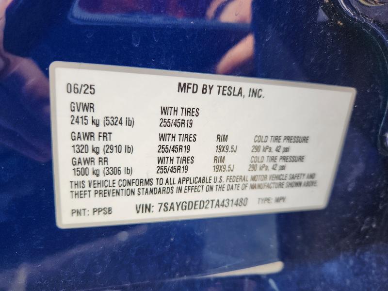Aukcja sprzedaży 2026 Tesla Model  Y, vin: 7SAYGDED2TA431480, numer aukcji: 56983286