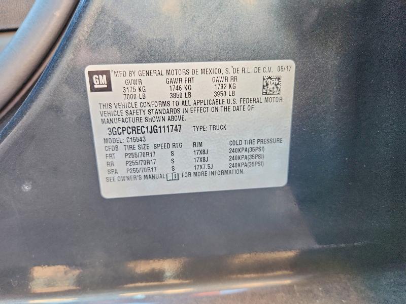 Aukcja sprzedaży 2018 Chevrolet Silverado, vin: 3GCPCREC1JG111747, numer aukcji: 56977376