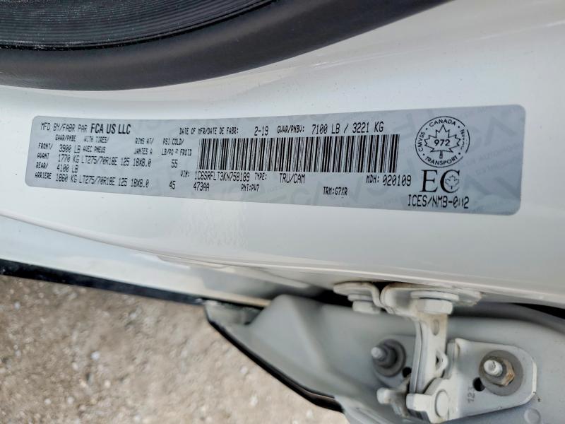 Продажа на аукционе авто 2019 Ram 1500, vin: 1C6SRFLT3KN758189, номер лота: 56571696