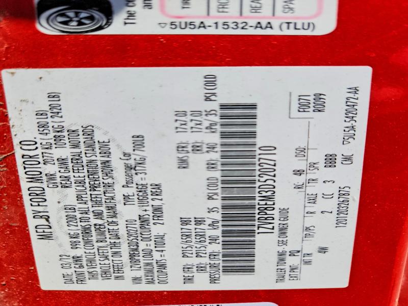 57266396 :رقم المزاد ، 1ZVBP8EM3D5202710 vin ، 2013 Ford Mustang مزاد بيع