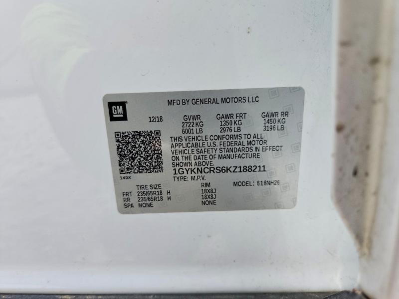 2019 Cadillac Xt5 მანქანა იყიდება აუქციონზე, vin: 1GYKNCRS6KZ188211, აუქციონის ნომერი: 56710466