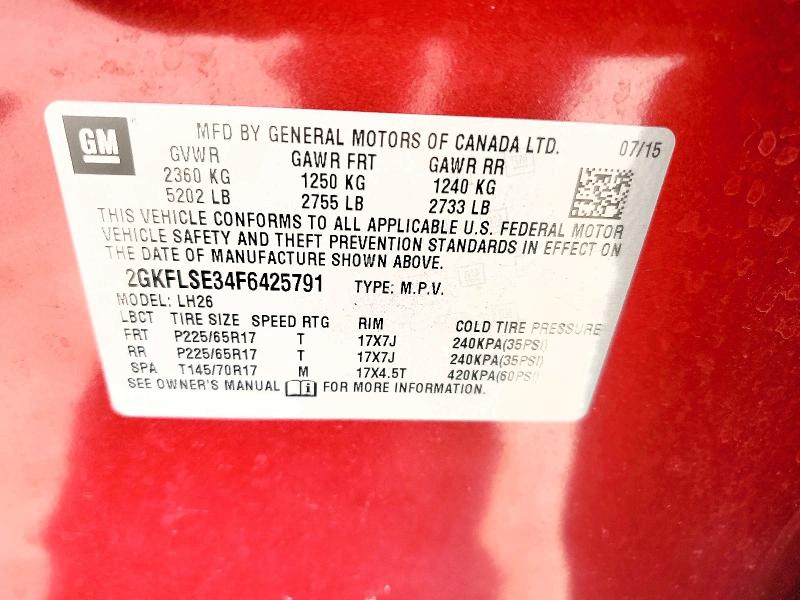 56955016 :رقم المزاد ، 2GKFLSE34F6425791 vin ، 2015 Gmc Terrain مزاد بيع