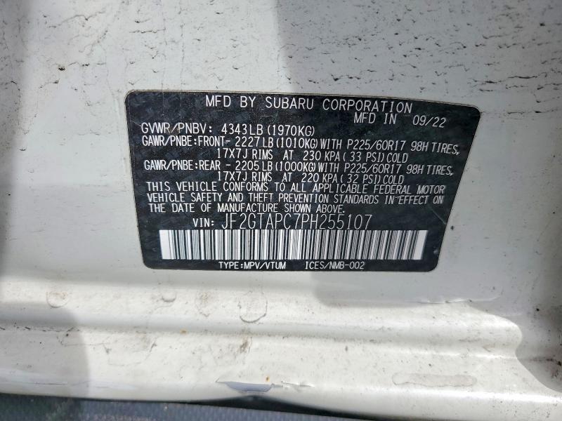 Продажа на аукционе авто 2023 Subaru Crosstrek, vin: JF2GTAPC7PH255107, номер лота: 57968806