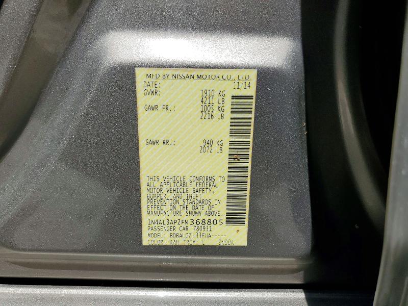 Продажа на аукционе авто 2015 Nissan Altima, vin: 1N4AL3AP2FN368805, номер лота: 55617696