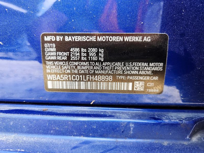 Продажа на аукционе авто 2020 Bmw 330i, vin: WBA5R1C01LFH48898, номер лота: 58556716