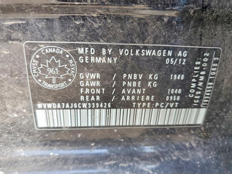 Продаж на аукціоні авто 2012 Volkswagen Golf, vin: WVWDA7AJ6CW339426, номер лоту: 57131986