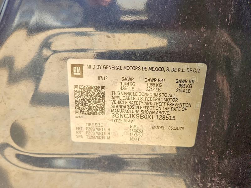 55924026 :رقم المزاد ، 3GNCJKSB0KL128515 vin ، 2019 Chevrolet Trax مزاد بيع