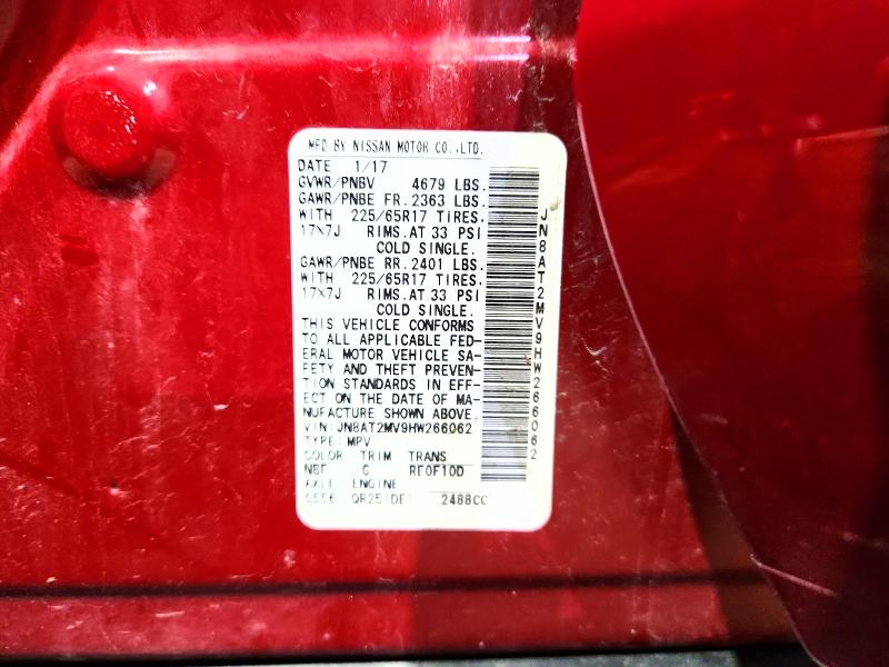 Продаж на аукціоні авто 2017 Nissan Rogue, vin: JN8AT2MV9HW266062, номер лоту: 58544096