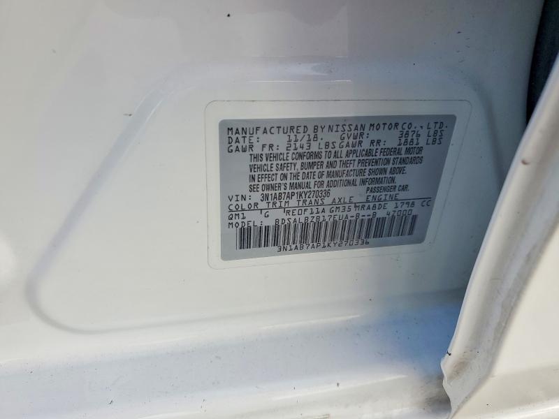 2019 Nissan Sentra მანქანა იყიდება აუქციონზე, vin: 3N1AB7AP1KY270336, აუქციონის ნომერი: 56817216