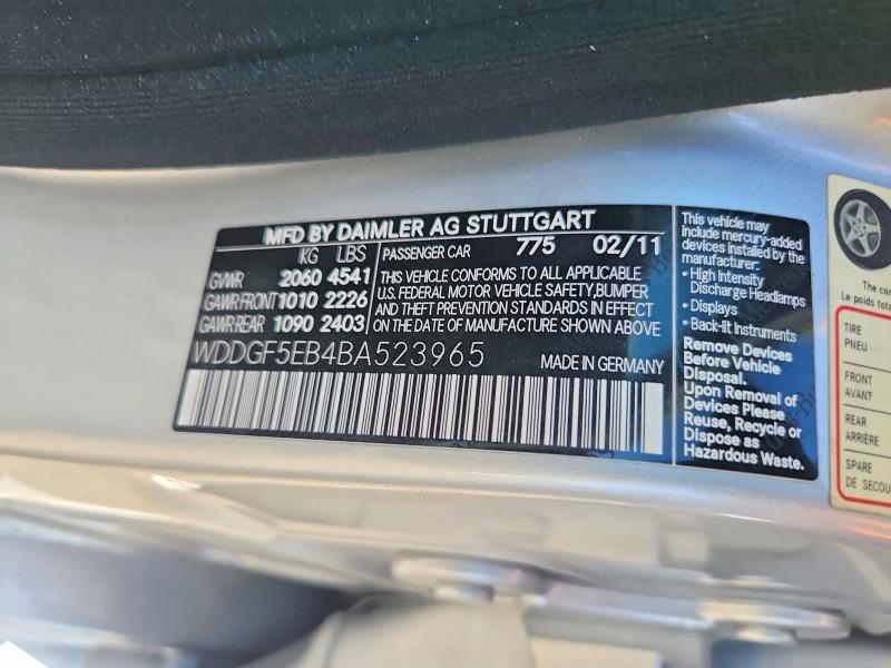 2011 Mercedes-benz C მანქანა იყიდება აუქციონზე, vin: WDDGF5EB4BA523965, აუქციონის ნომერი: 58044366