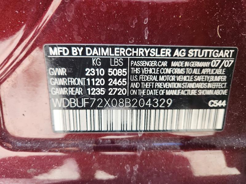 Продажа на аукционе авто 2008 Mercedes-benz E, vin: WDBUF72X08B204329, номер лота: 56149906