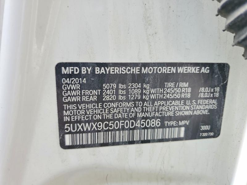 58267576 :رقم المزاد ، 5UXWX9C50F0D45086 vin ، 2015 Bmw X3 مزاد بيع