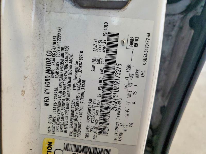 Aukcja sprzedaży 2018 Ford Fusion, vin: 3FA6P0LU8JR173275, numer aukcji: 57528506