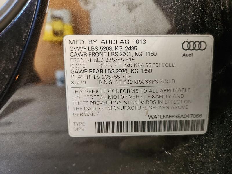 Продажа на аукционе авто 2014 Audi Q5, vin: WA1LFAFP3EA047086, номер лота: 58785256
